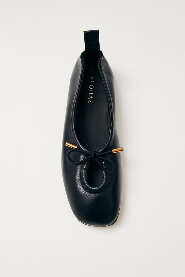 Cortefiel Rosalind leather ballerinas Black