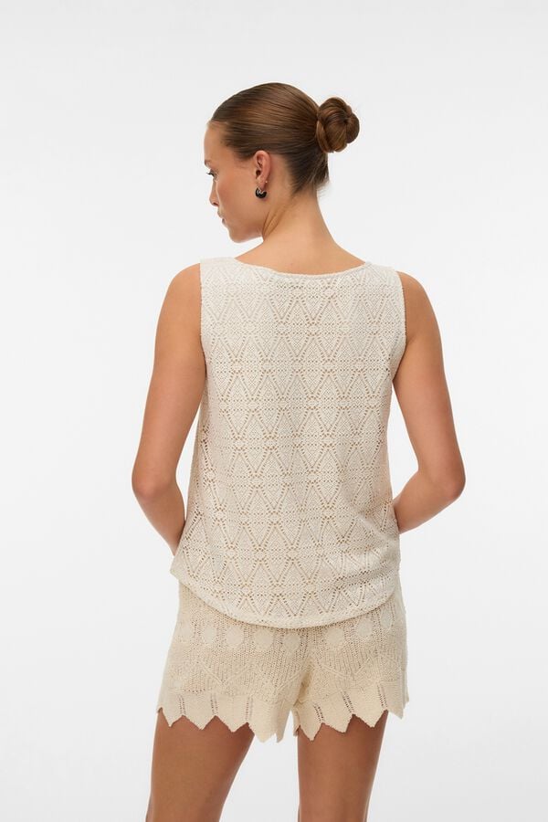 Vero Moda Top de crochet sem mangas Tostado