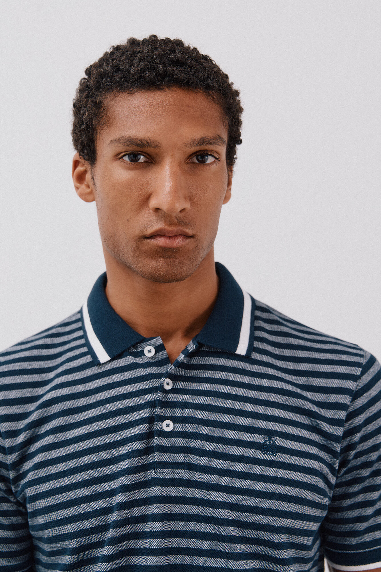Cortefiel Oxford striped polo shirt