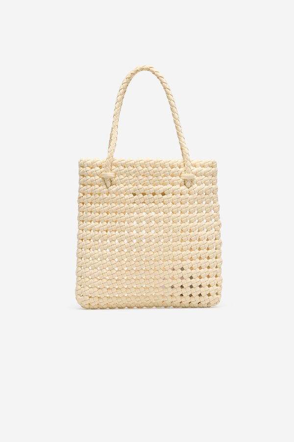 Cortefiel Fabric braided handbag Ivory