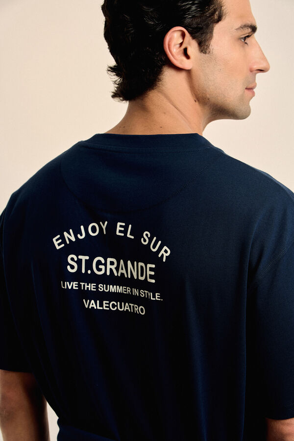 Valecuatro Camiseta texto oversize Azul marino