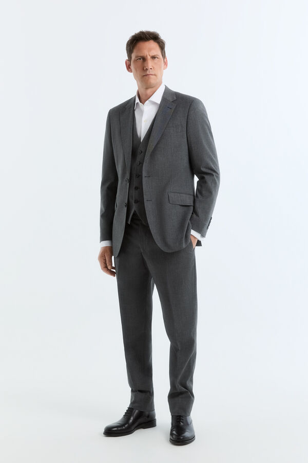 Cortefiel Grey split leather trousers Dark grey