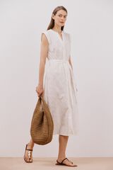 Cortefiel Matching embroidered dress White