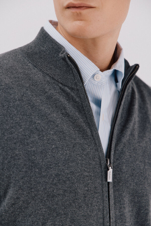 Cortefiel Cardigan de algodão e cashmere Cinzento