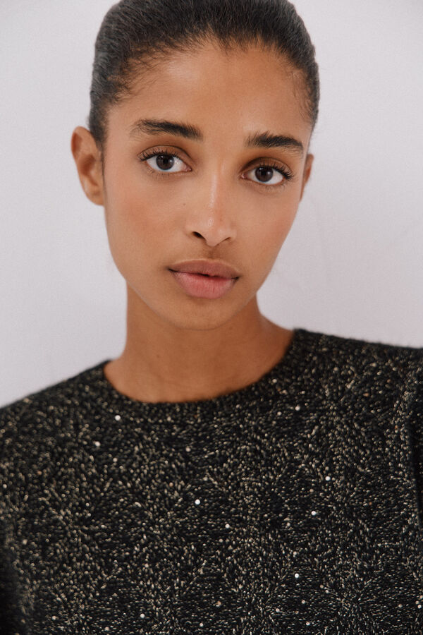 Cortefiel Malha com lantejoulas Preto