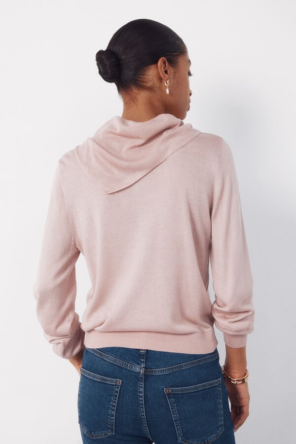 Cortefiel Jersey-knit basic jacket Pink