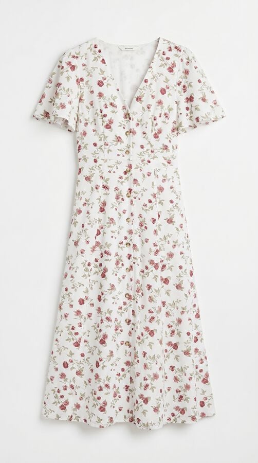 Cortefiel Vestido estampado pontos Cinzento