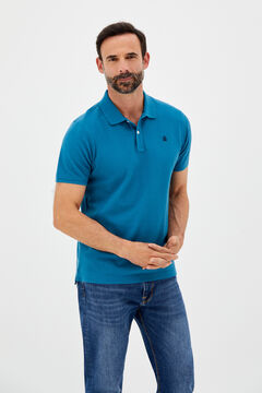 Cortefiel Short-sleeved piqué polo shirt Blue