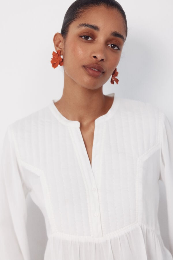 Cortefiel Padded mandarin blouse Ivory