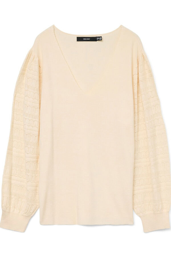 Vero Moda Curve Camisola de renda com malha de manga plus size Cinzento