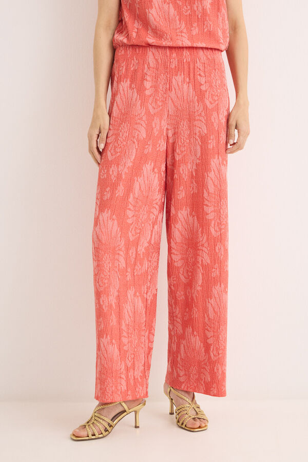 Cortefiel Jacquard knit trousers Coral