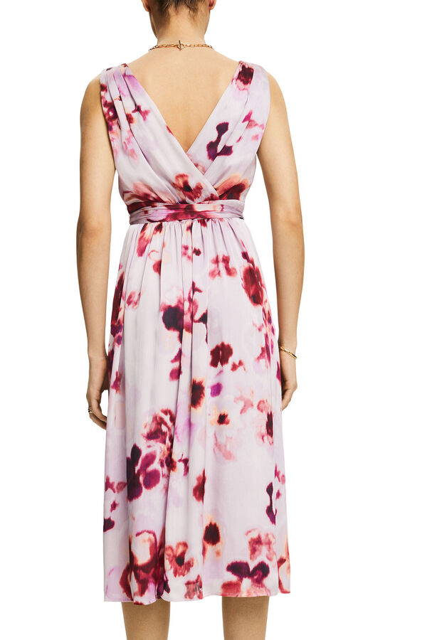 Cortefiel Long floral print pleated dress Multicolour