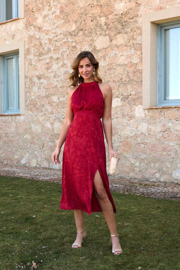 Pol&iacute;n Et Moi Vestido de convidada Victoria Vermelho