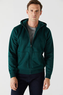 Cortefiel Fleece hoodie Pistachio green