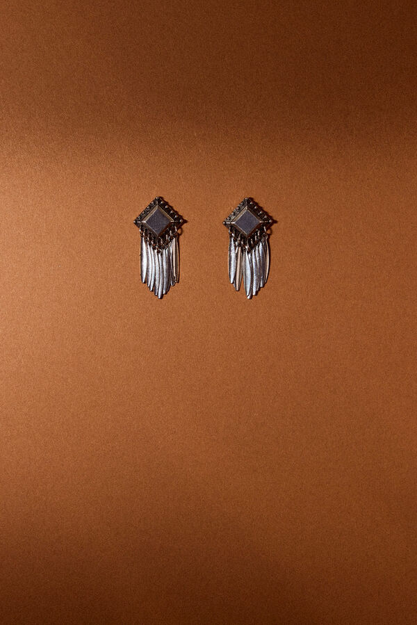 Slowlove Pendientes espigas met&aacute;licas Gris