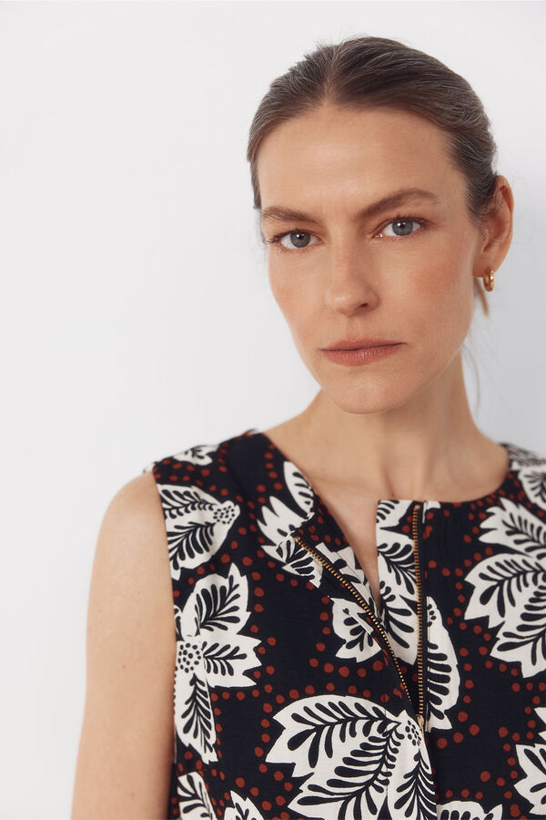 Cortefiel Belted jumpsuit Printed brown