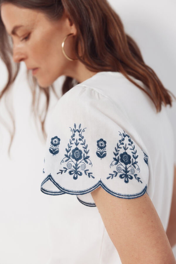 Cortefiel Manga com mangas bordado Azul