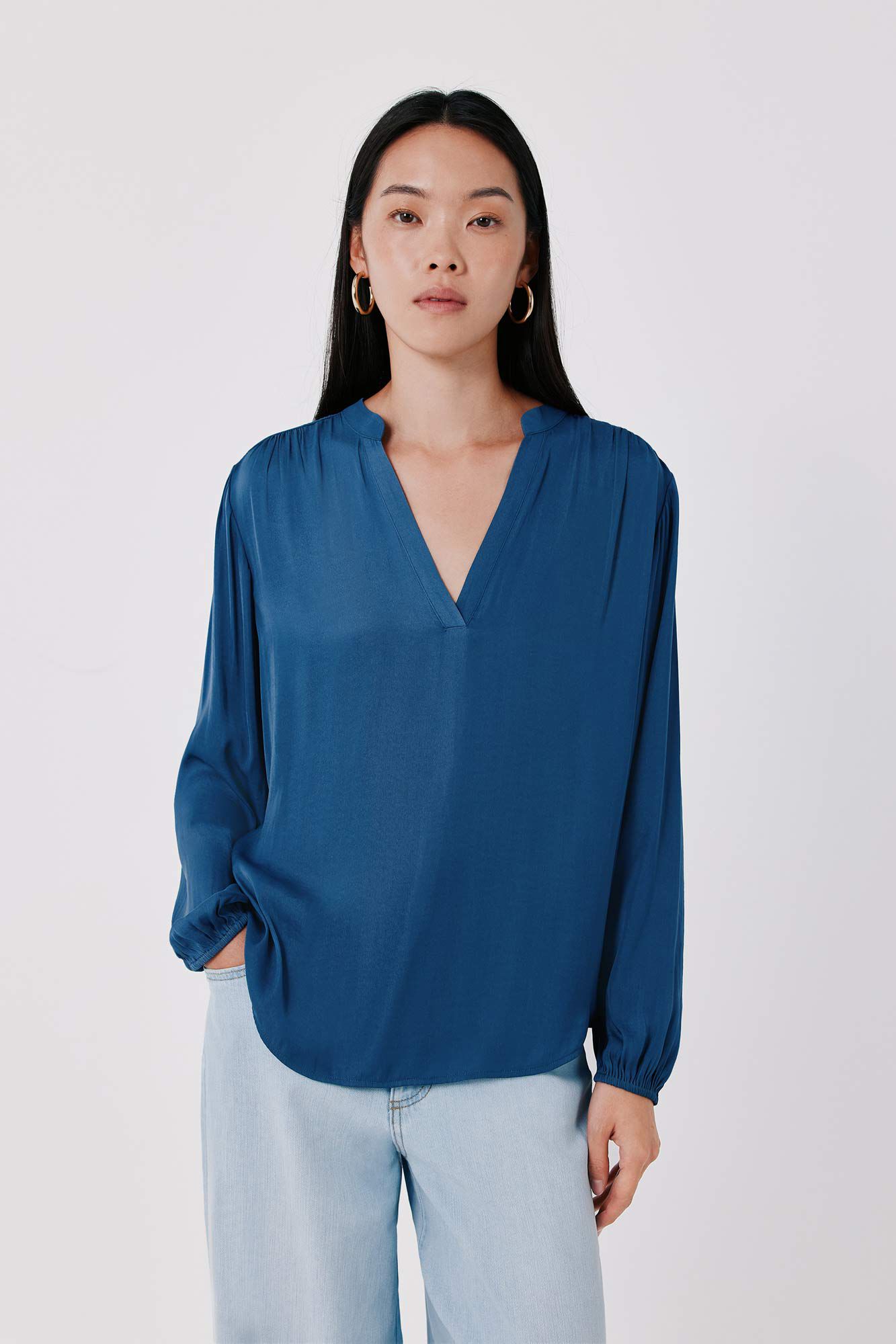 Cortefiel Blusa fluida satinada