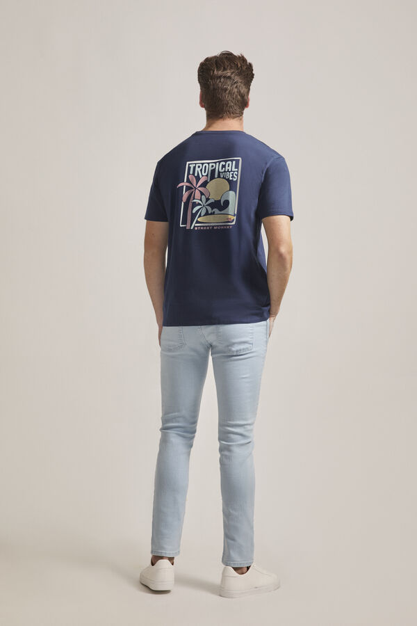 Street Monkey Camiseta manga curta da moda Azul