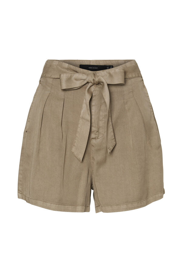 Cortefiel Women's mid-rise shorts with adjustable tie Beige