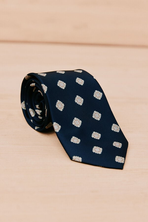 OOTO Patterned tie Navy