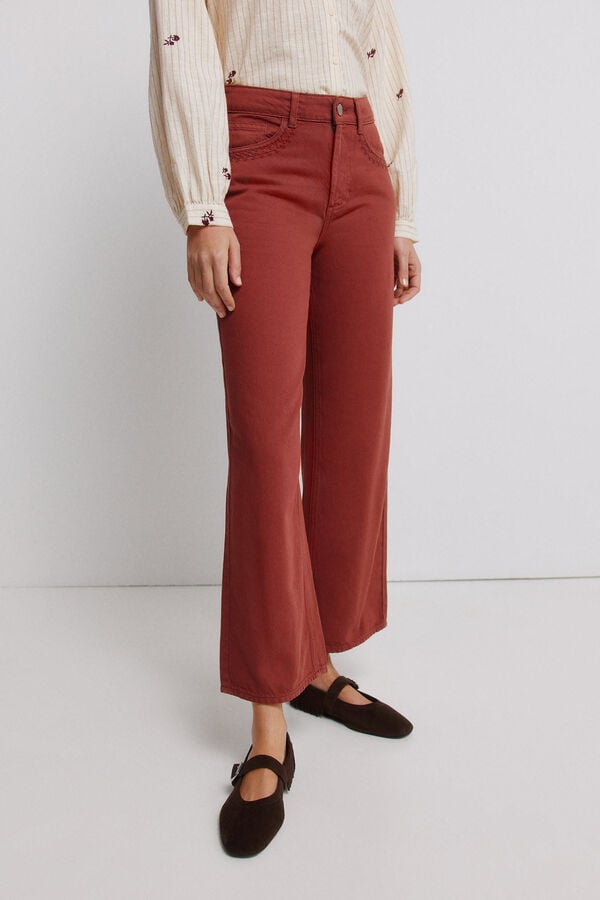 Vila Cal&ccedil;as jeans wide leg Castanho