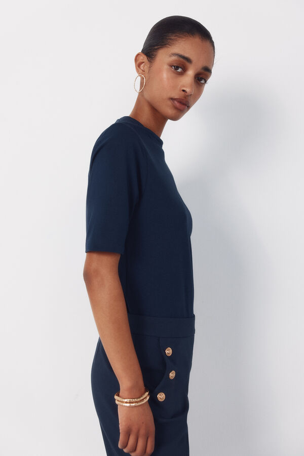 Cortefiel Boat neck t-shirt Navy