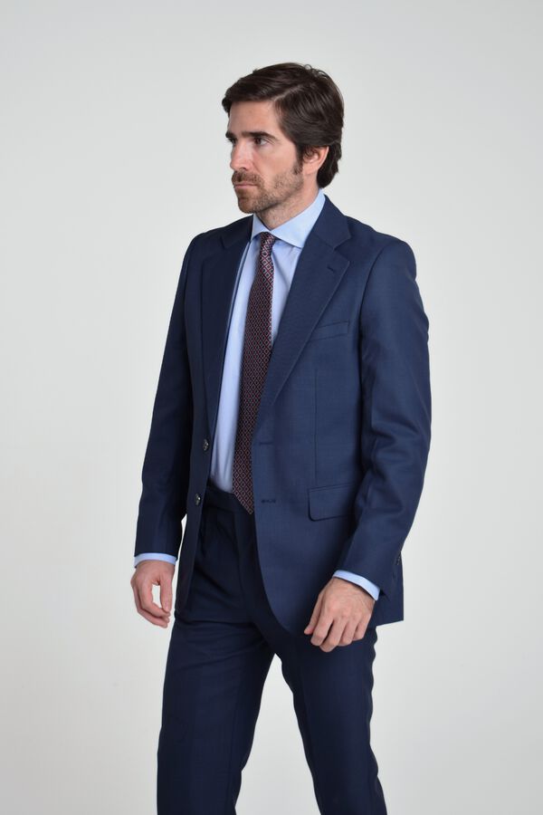 Cloking Blazer de fato em l&atilde; olho de perdiz Azul
