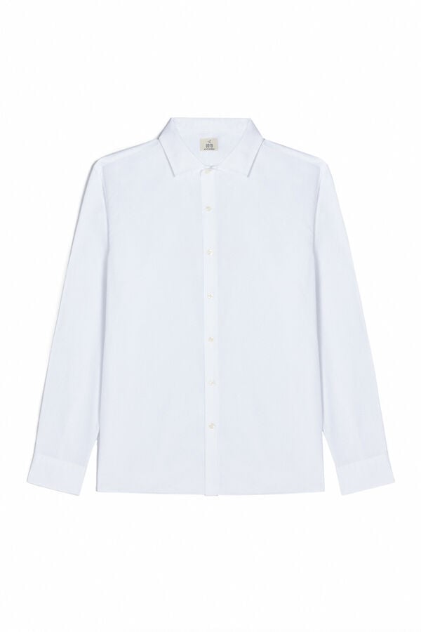 Cortefiel Plain long sleeve shirt White