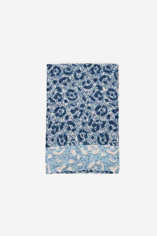 Cortefiel Pleated leopard scarf Printed white