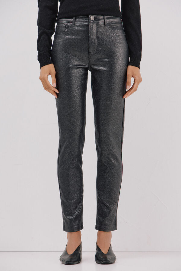 Cortefiel Sensational resin coated pants Printed grey