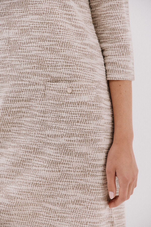 Cortefiel Short tweed dress Beige