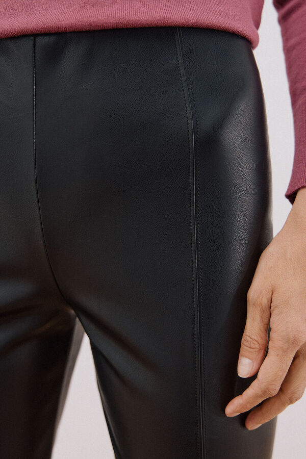 Cortefiel Women's stretch faux faux leather leggings Black