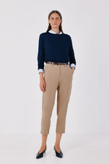 Cortefiel Women's tailored trousers with belt Beige
