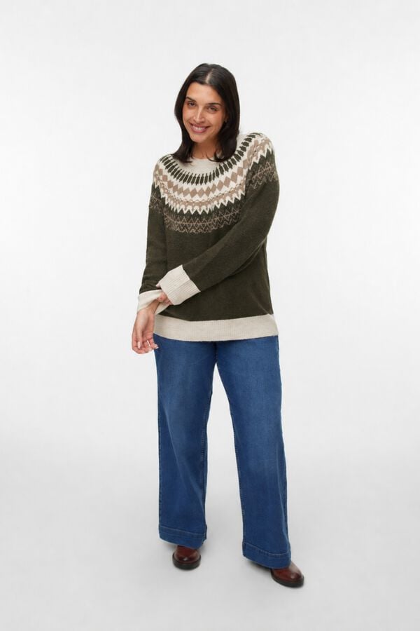 Vero Moda Curve Camisola com motivo de grega Verde