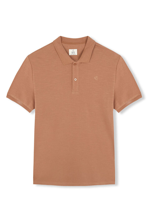 OOTO Polo piqué slub Castanho