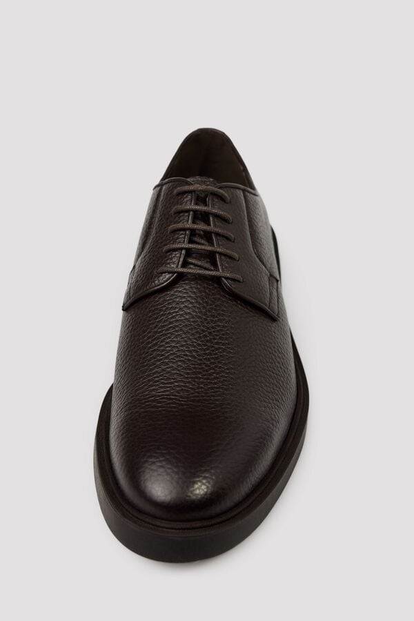 Cortefiel Leather lace-up shoes Dark brown