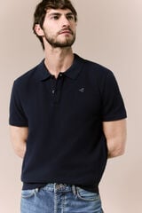 OOTO Polo b&aacute;sico em piqu&eacute; lavado Azul