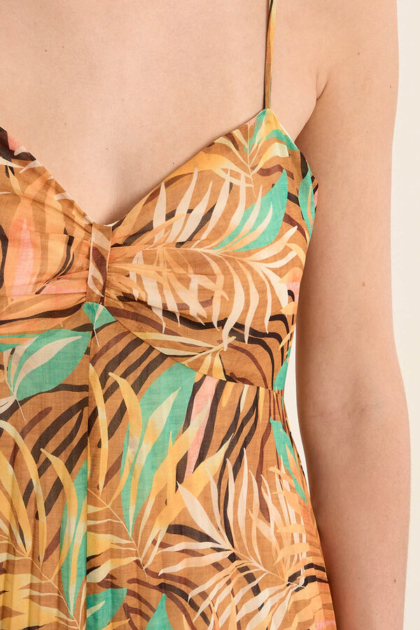 Molly Bracken Vestido comprido de al&ccedil;as com estampado Dourado