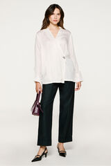 Selected Blusa gola V com detalhe metálico  Branco