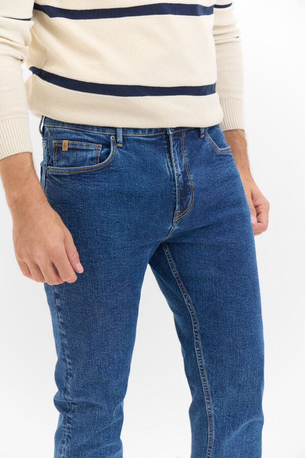 Cortefiel Calça vaqueira leve slim fit Azul