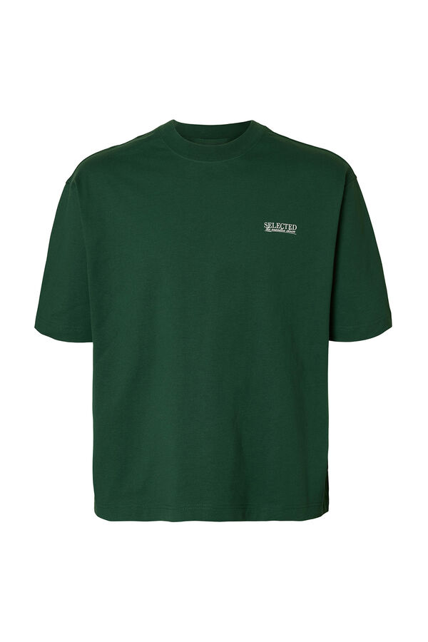 Selected Camiseta com logo de T-shirt de manga curta   Verde