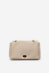 Cortefiel Quilted embossed bag Ivory