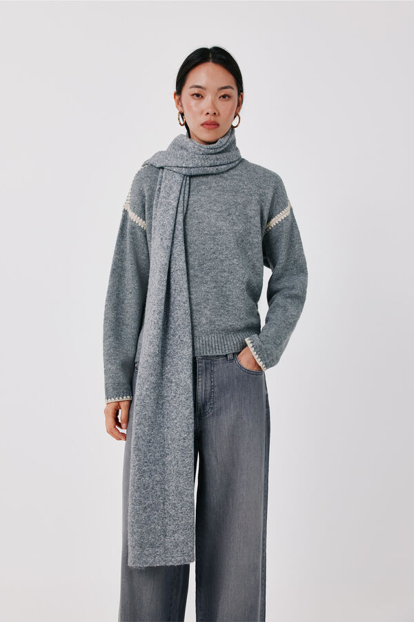 Cortefiel Perkins contrast jumper Grey