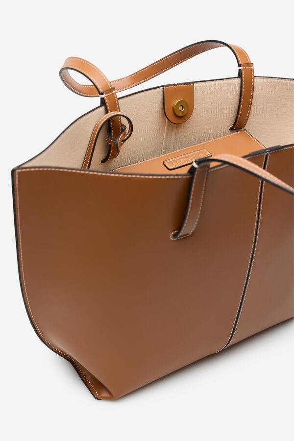 Cortefiel Bolso shopper b&aacute;sico pespuntes Marr&oacute;n