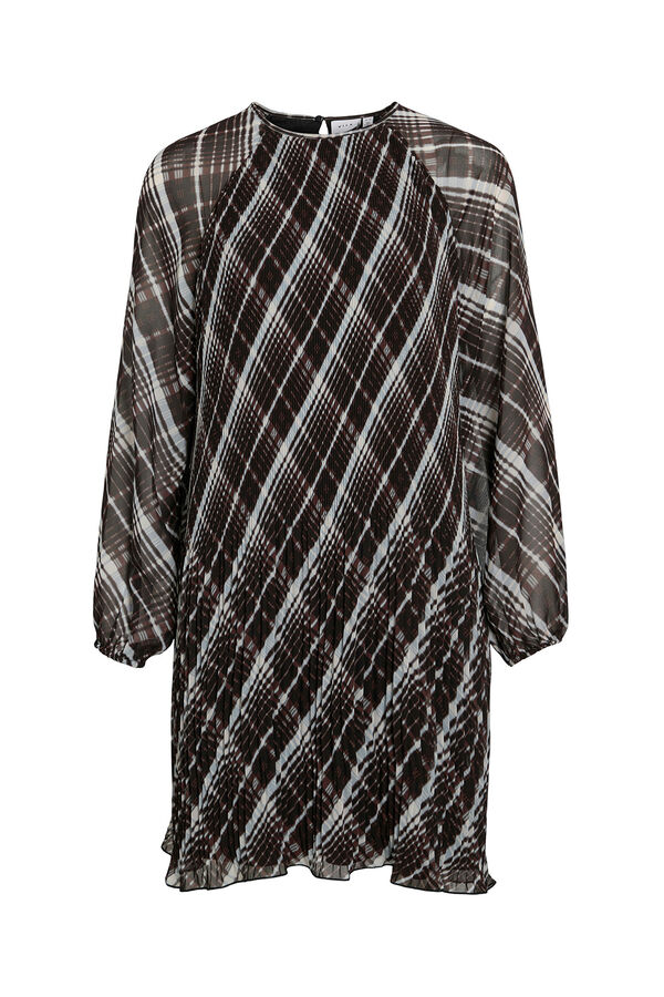 Vila Vestido curto de chiffon plissado Preto