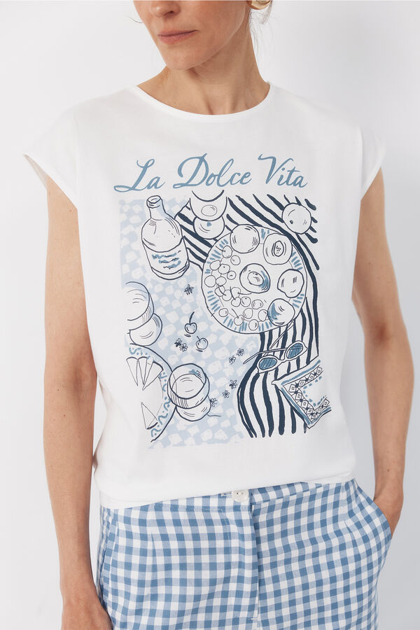 Cortefiel T-shirt estampada Branco