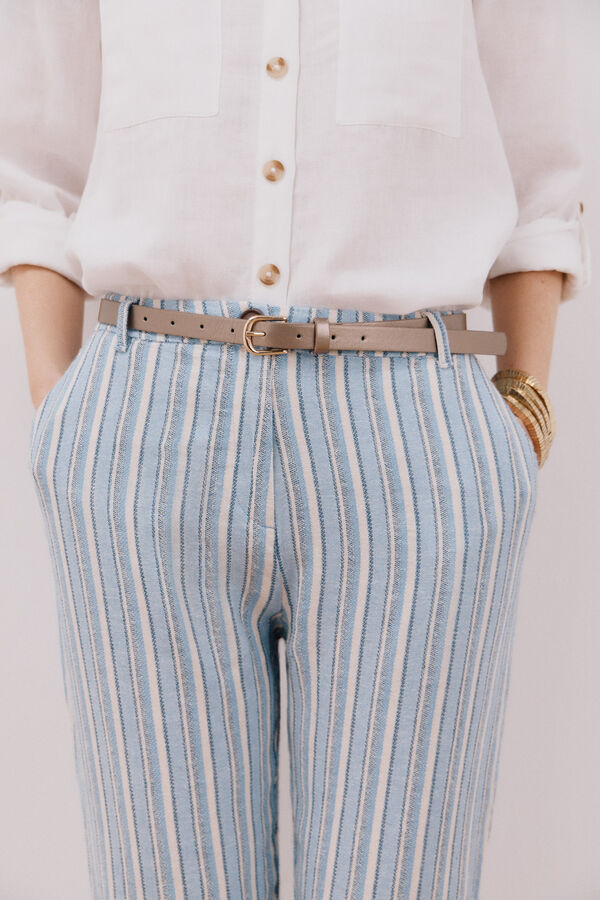 Cortefiel Linen trousers Printed blue