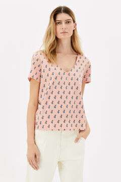 Cortefiel Basic V-neck t-shirt Pink