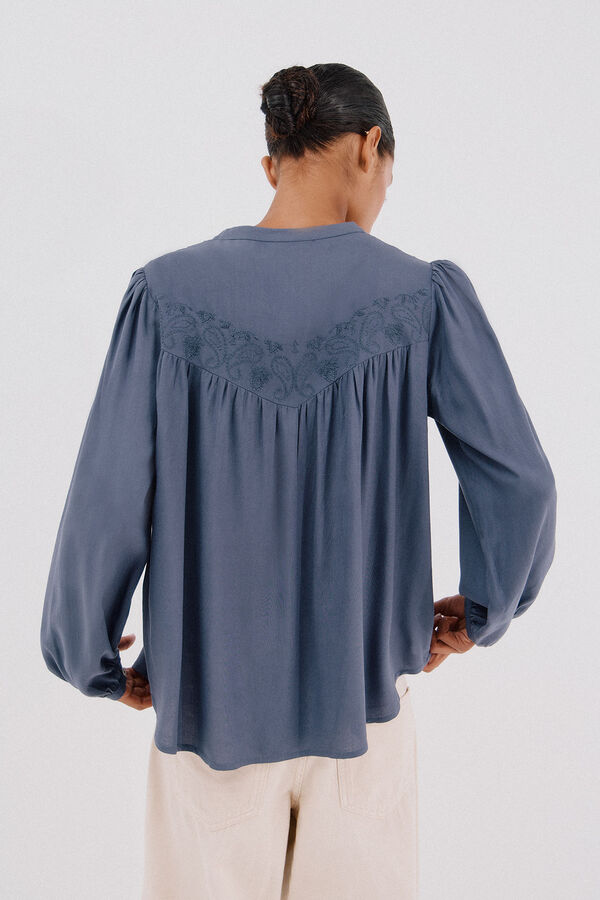 Cortefiel Blouse with embroidered detail Blue